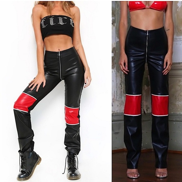 I AM GIA HENDRIX PANT nwot black and red - Picture 1 of 12